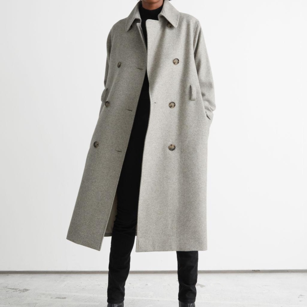 & Other Stories Wool Blend Trench Coat